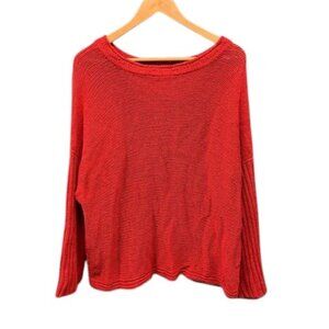 Maison Montagut Poles Linen Sweater Women’s Red Round Neck Knit Pullover XL